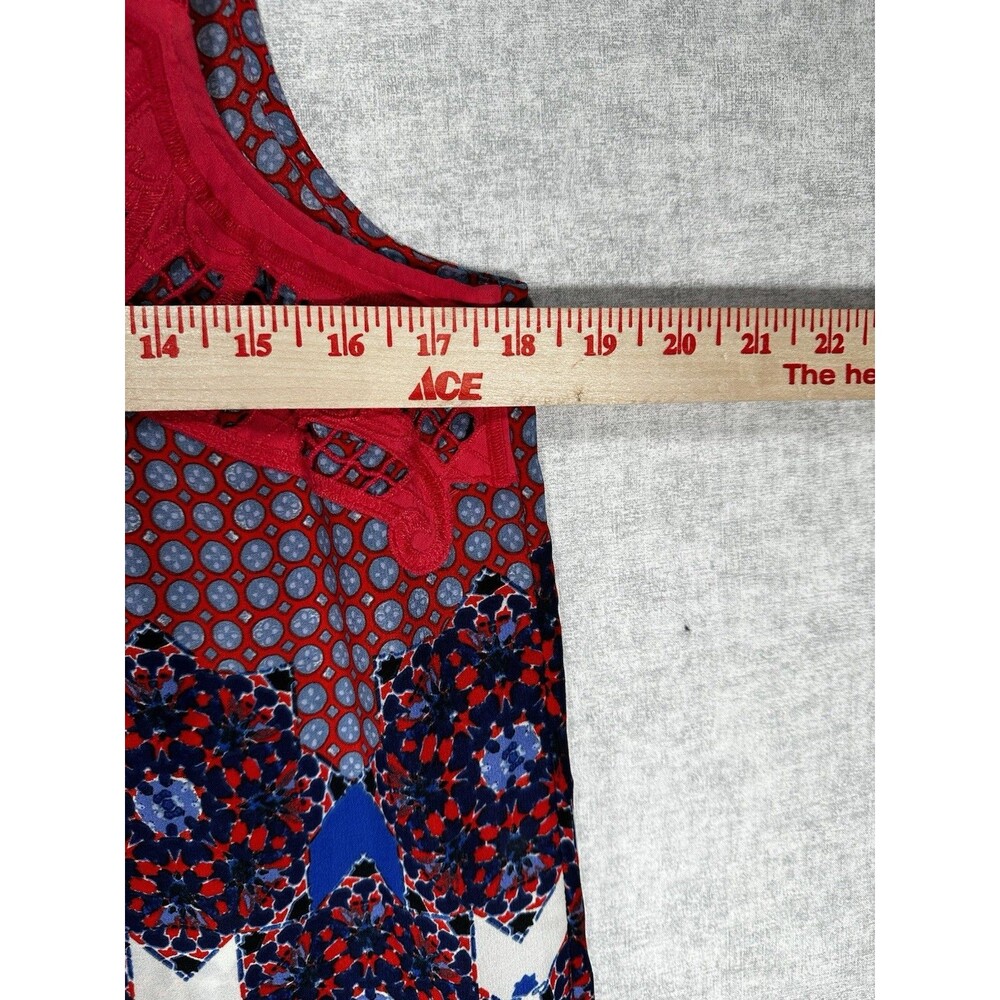Daniel Rainn Angelyne Button Back Detail Top Size Small Red White and Blue Tank - Picture 6 of 9